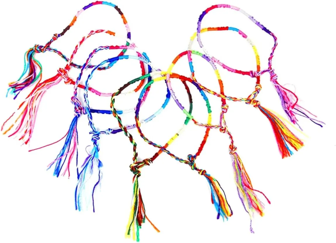 VOSAREA Pcs Colorful Handmade Braided Thread Friendship Bracelets Inches Wrist or Ankle Unisex Festival Present