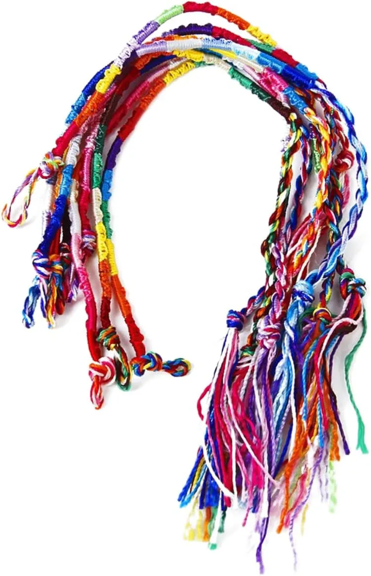VOSAREA Pcs Colorful Handmade Braided Thread Friendship Bracelets Inches Wrist or Ankle Unisex Festival Present