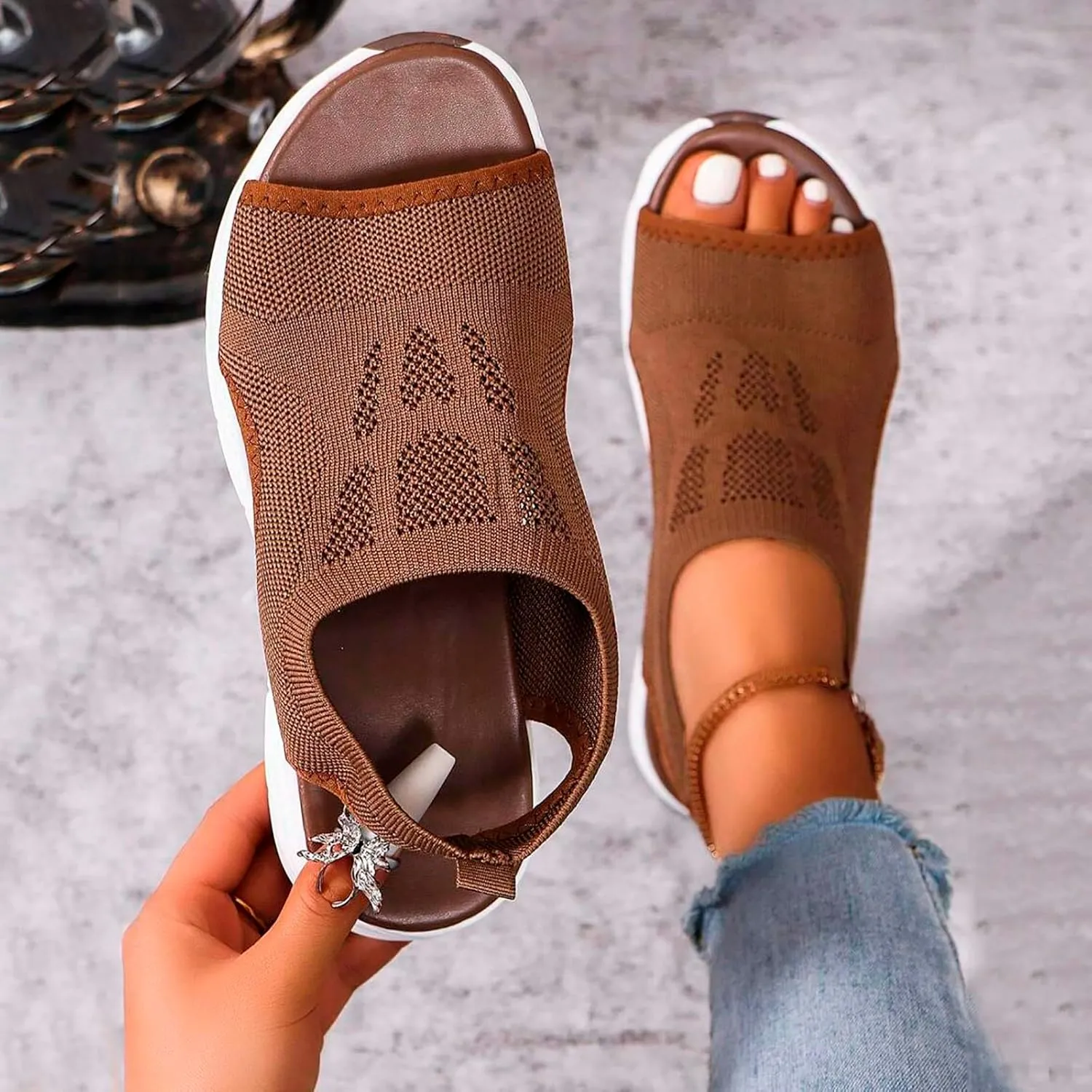 Walking Sandals for Women Arch Support Orthotic Comfortable Sandal Non-Slip Casual Open Toe Sport Tennis Shoes