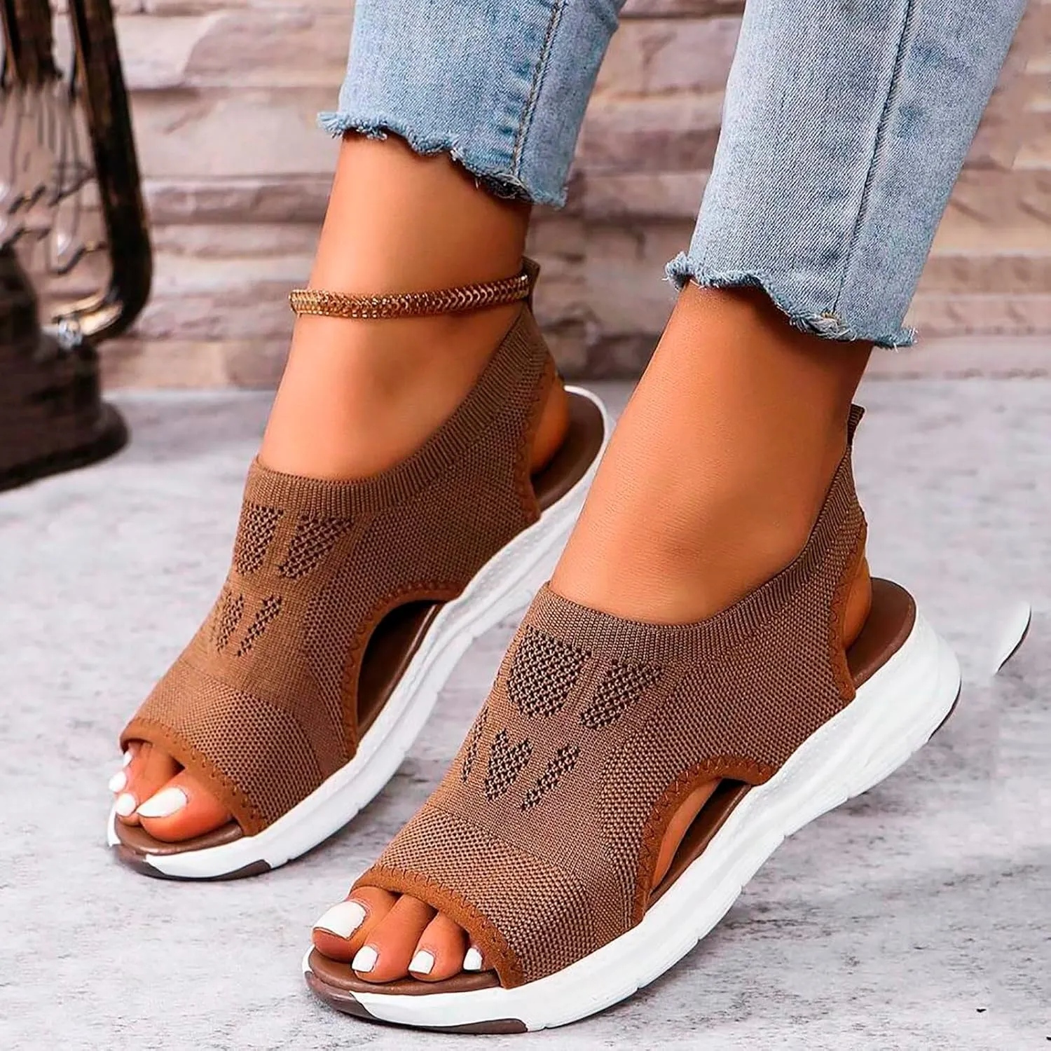 Walking Sandals for Women Arch Support Orthotic Comfortable Sandal Non-Slip Casual Open Toe Sport Tennis Shoes