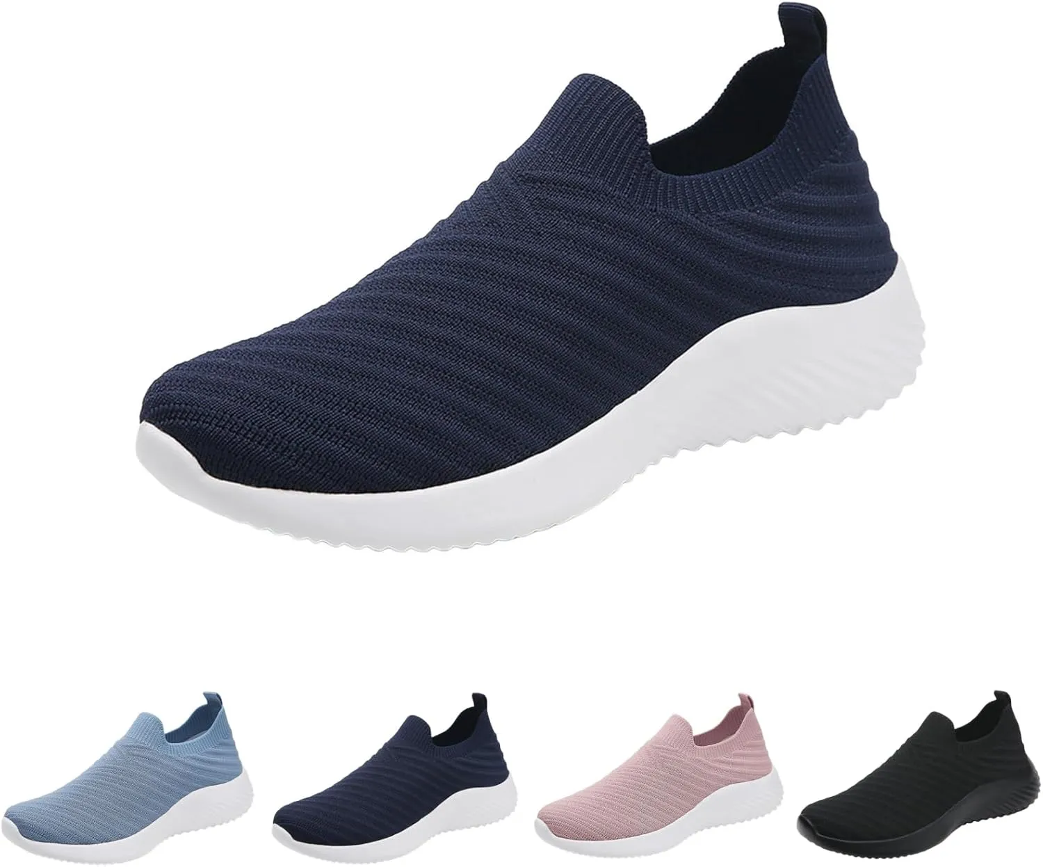 Walking Shoes Women Slip On Knit Mesh Running Sneakers Lightweight Comfort Breathable Sneakers with Arch Support