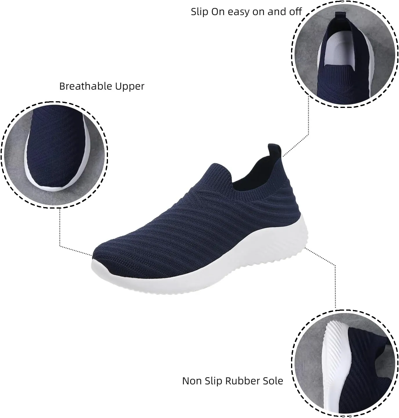 Walking Shoes Women Slip On Knit Mesh Running Sneakers Lightweight Comfort Breathable Sneakers with Arch Support