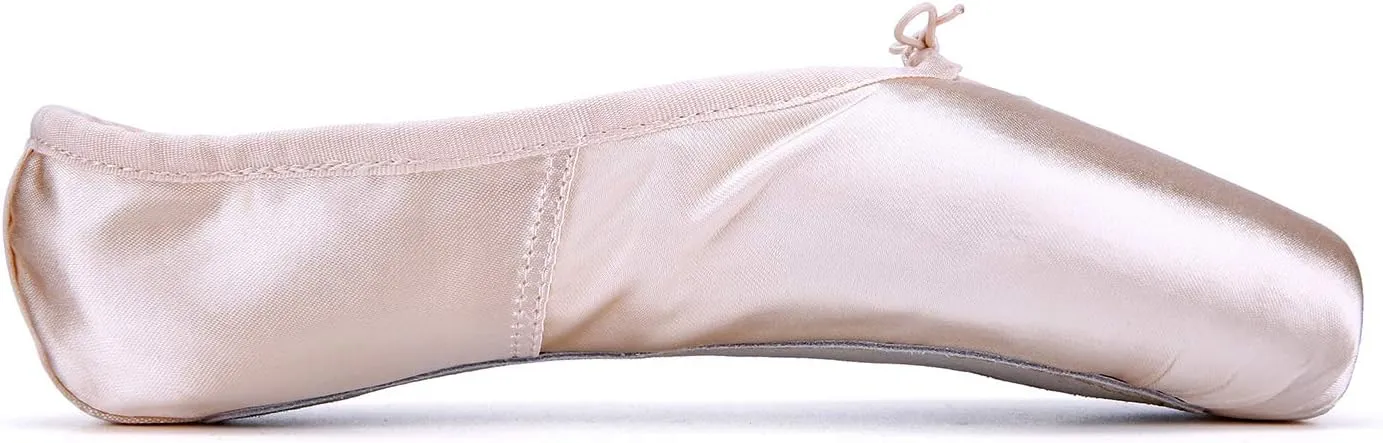 WENDYWU Professional Ballet Pointe Shoe for Kids Girl and Ladies Pink PU Soled Ballet Pointe Dance Shoes with Toe Pads