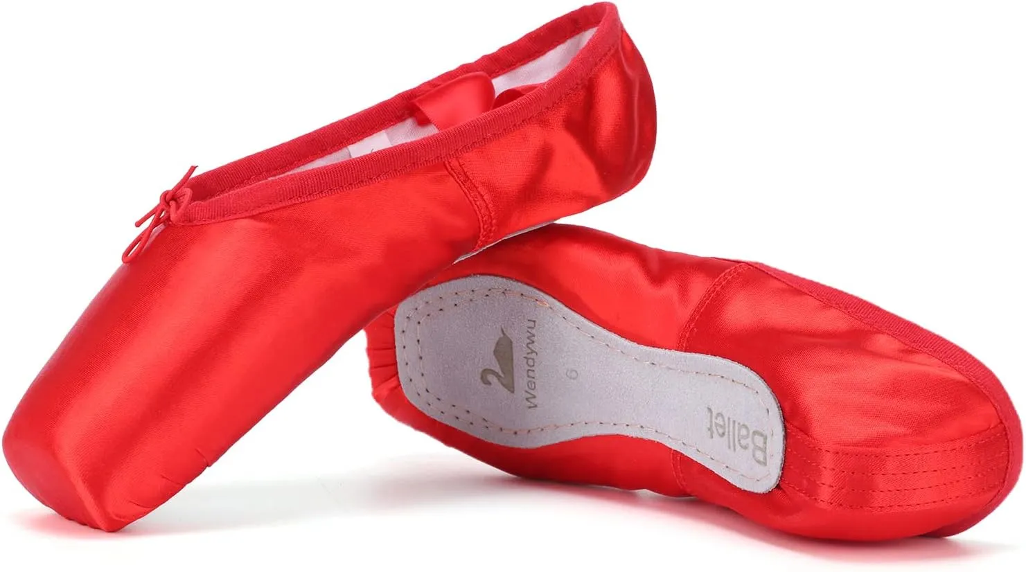 WENDYWU Professional Ballet Pointe Shoe for Kids Girl and Ladies Pink PU Soled Ballet Pointe Dance Shoes with Toe Pads