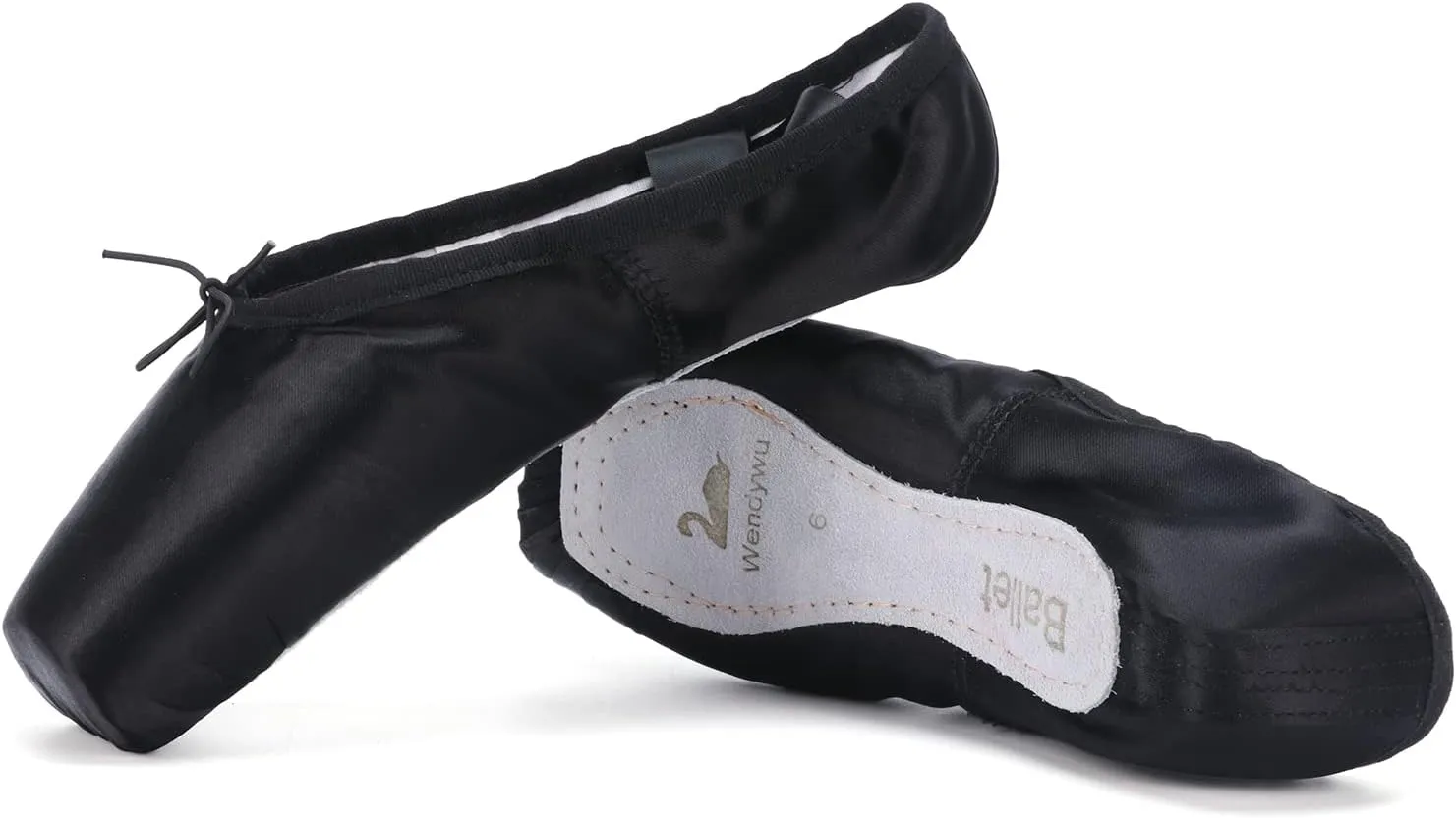 WENDYWU Professional Ballet Pointe Shoe for Kids Girl and Ladies Pink PU Soled Ballet Pointe Dance Shoes with Toe Pads