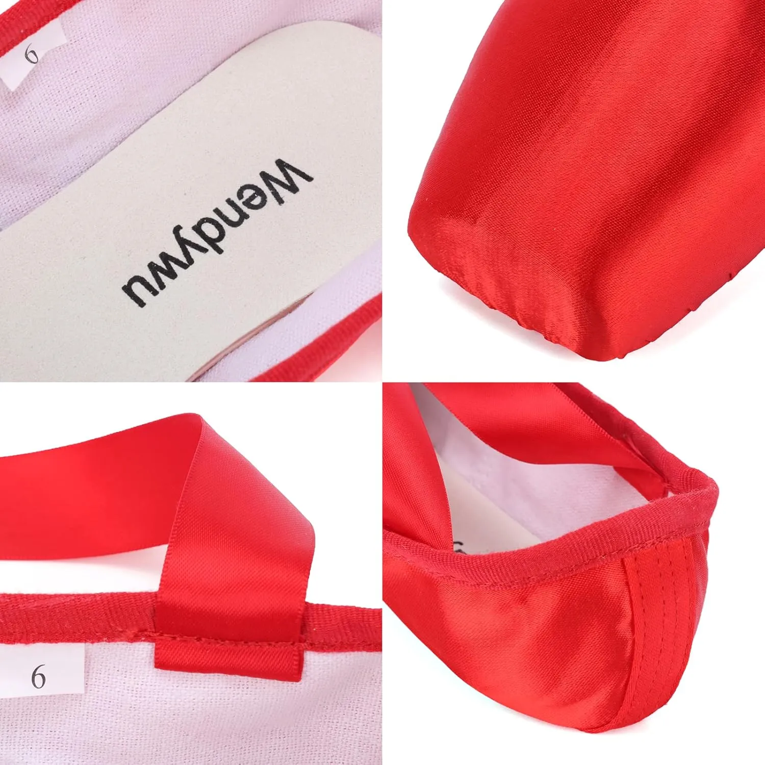 WENDYWU Professional Ballet Pointe Shoe for Kids Girl and Ladies Pink PU Soled Ballet Pointe Dance Shoes with Toe Pads