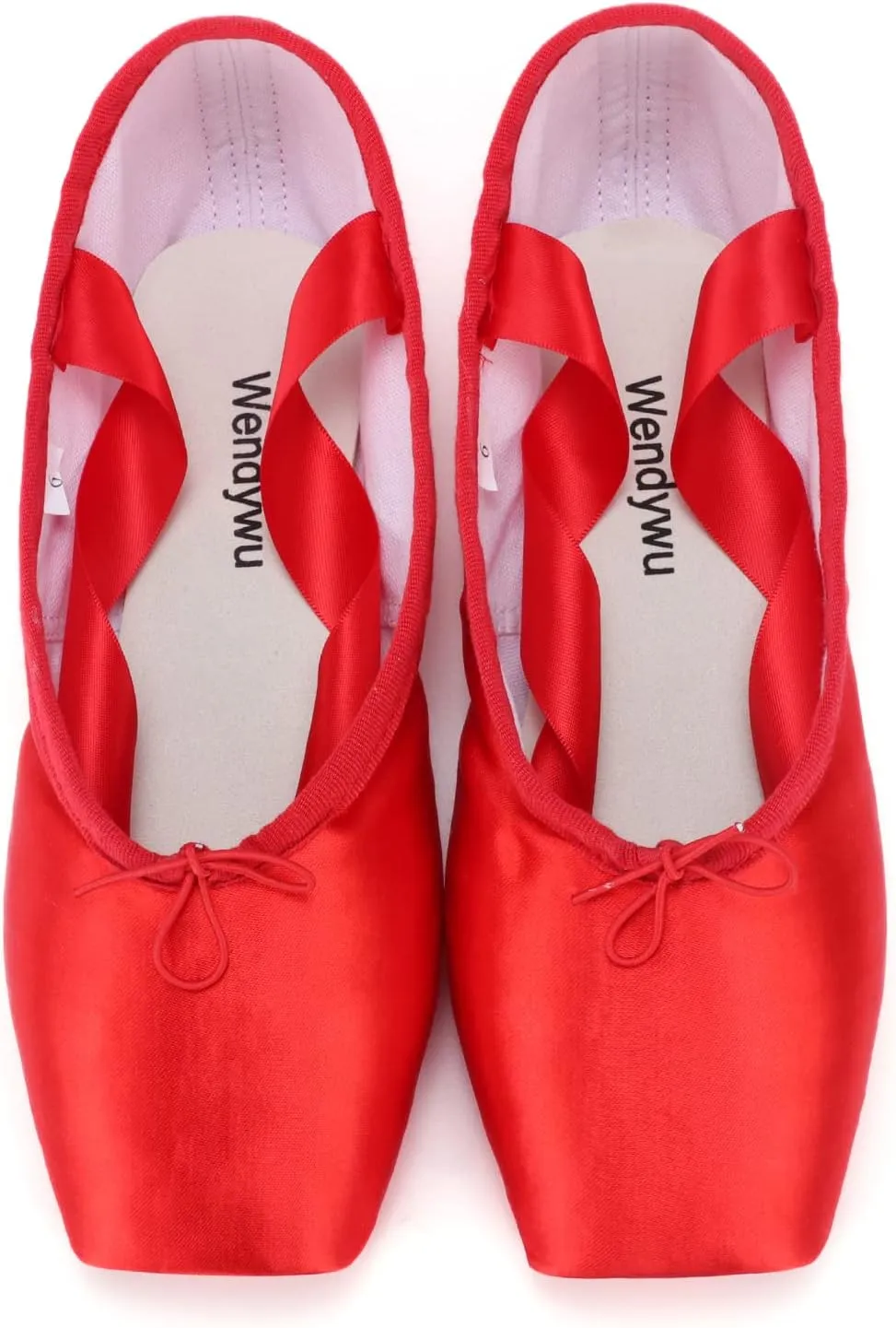 WENDYWU Professional Ballet Pointe Shoe for Kids Girl and Ladies Pink PU Soled Ballet Pointe Dance Shoes with Toe Pads