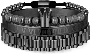 WFYOU Imperial Crown Bracelets for Men 18kt Gold Bracelet Cubic Zirconia Beads Bracelets Cross Bracelets Charm Men Luxury Gift