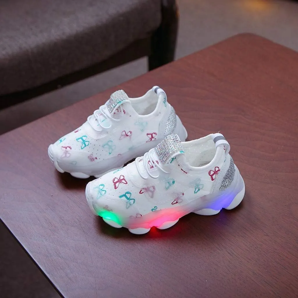 Withe Shoes for Boys Children Kid Girls Sport Luminous Baby Run Led Shoes Crystal Baby Shoes Toddler for Baby