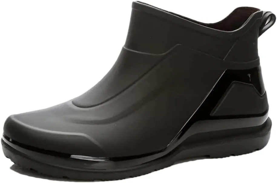 Wjnvfioo Short Tube Rain Shoes Men's Waterproof Rain Boots Medium Tube Anti Slip Rubber Shoes Washing Work Shoes