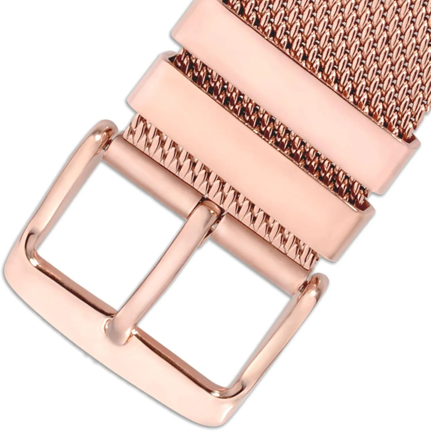 WOCCI 18mm Metal Watch Band for Men and Women, 316L Stainless Steel Woven Mesh, Quick Release Watchbands (Rose Gold)