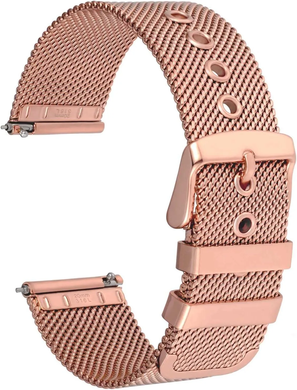 WOCCI 18mm Metal Watch Band for Men and Women, 316L Stainless Steel Woven Mesh, Quick Release Watchbands (Rose Gold)