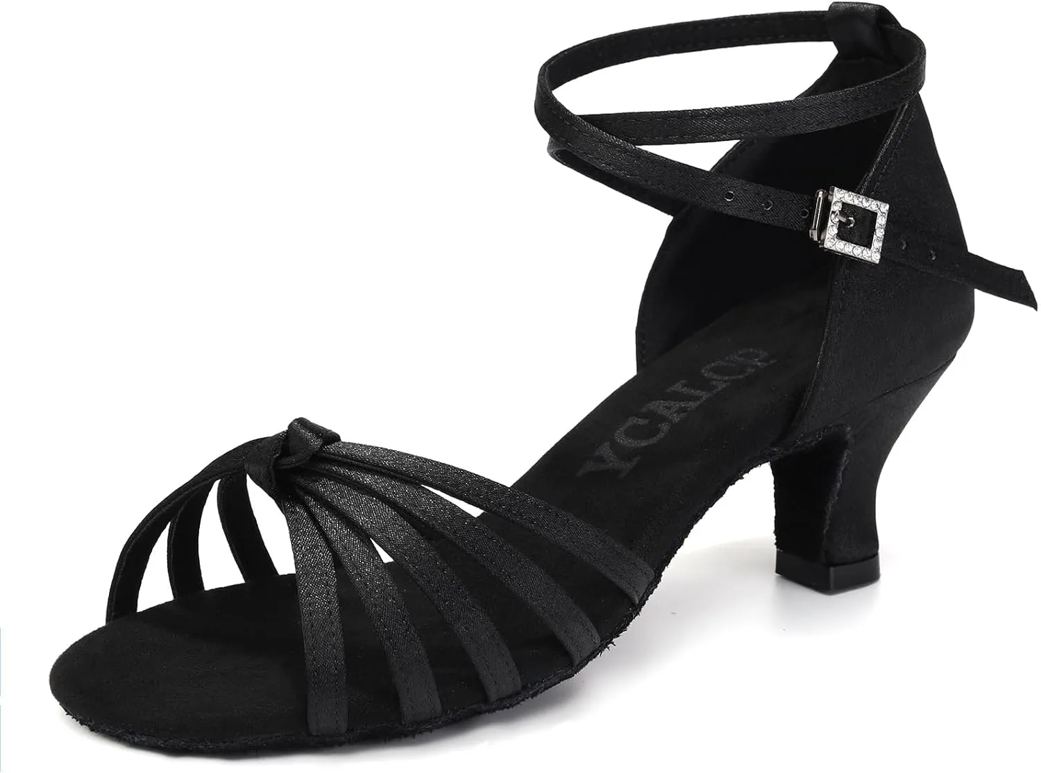 Women Latin Dance Shoes Satin Ballroom Salsa Professional Practice Dancing Shoes, Model EM-217GB-5