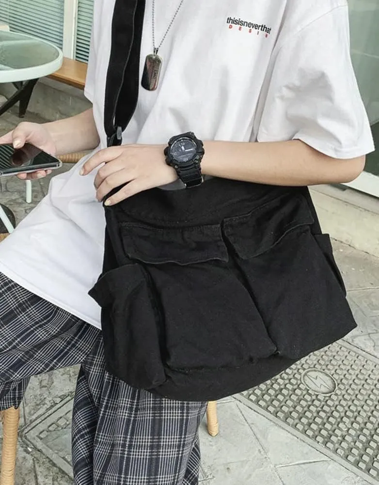Women Men Canvas Messenger Bag Large Crossbody Shoulder Bag Canvas Hobo Bag Fashion Casual Tote Bag