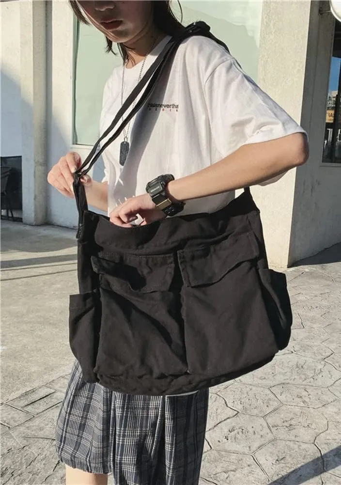Women Men Canvas Messenger Bag Large Crossbody Shoulder Bag Canvas Hobo Bag Fashion Casual Tote Bag