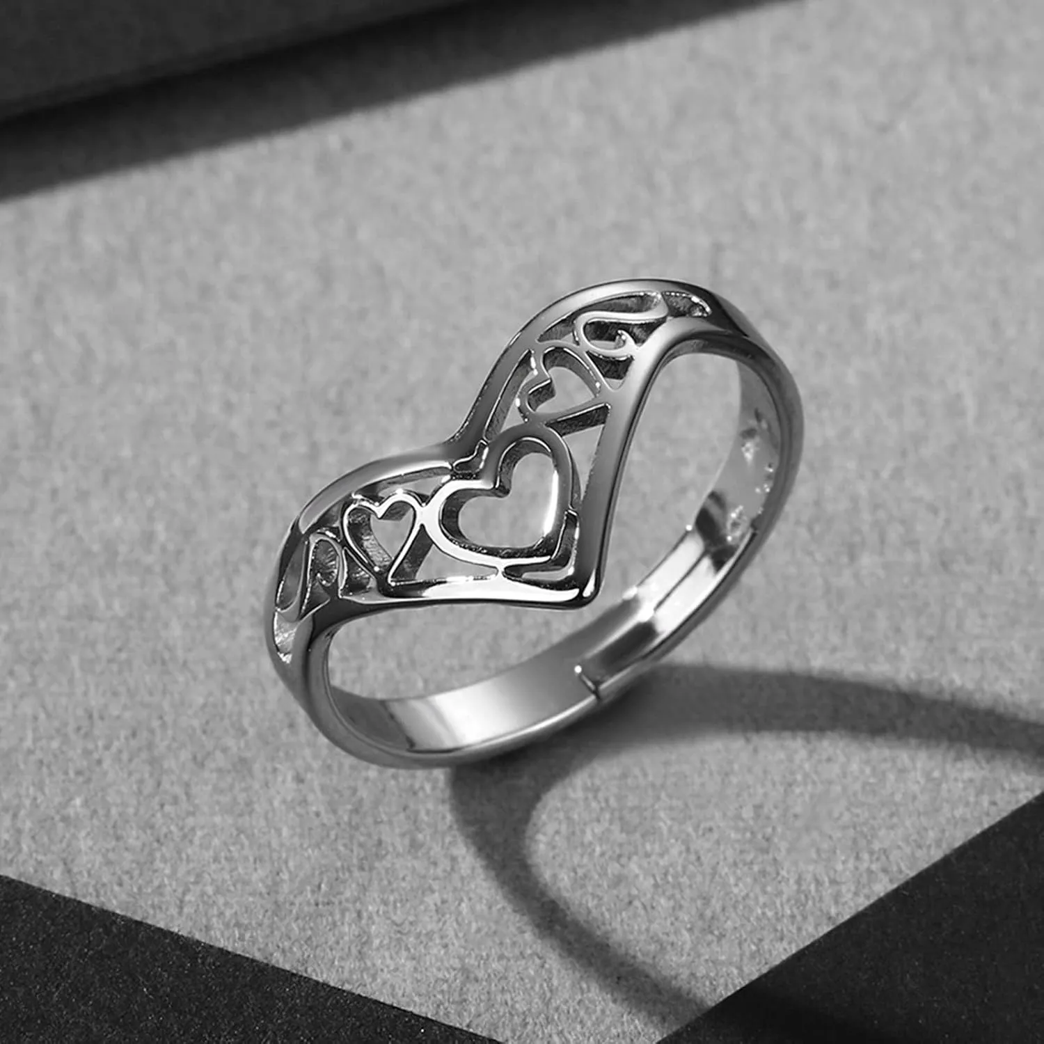 Women Men Engagement Rings Aesthetic Hollow Out Star Heart Rings for Women Men Splice Open Adjustable Couples Rings Jewelry Gifts Accessory Wedding Band Jewelry Birthday Gifts (B, One Size)