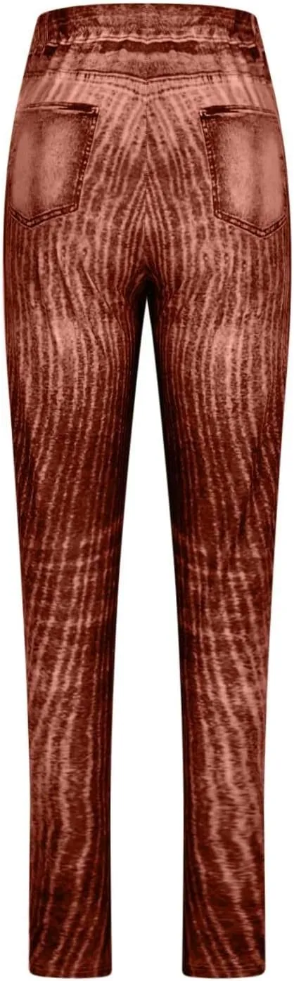 Women Skinny Slim Leg Trousers High Waist Tummy Control Tight fit Pants Butt Lifting Printed Smart Casual Office Work Trouser