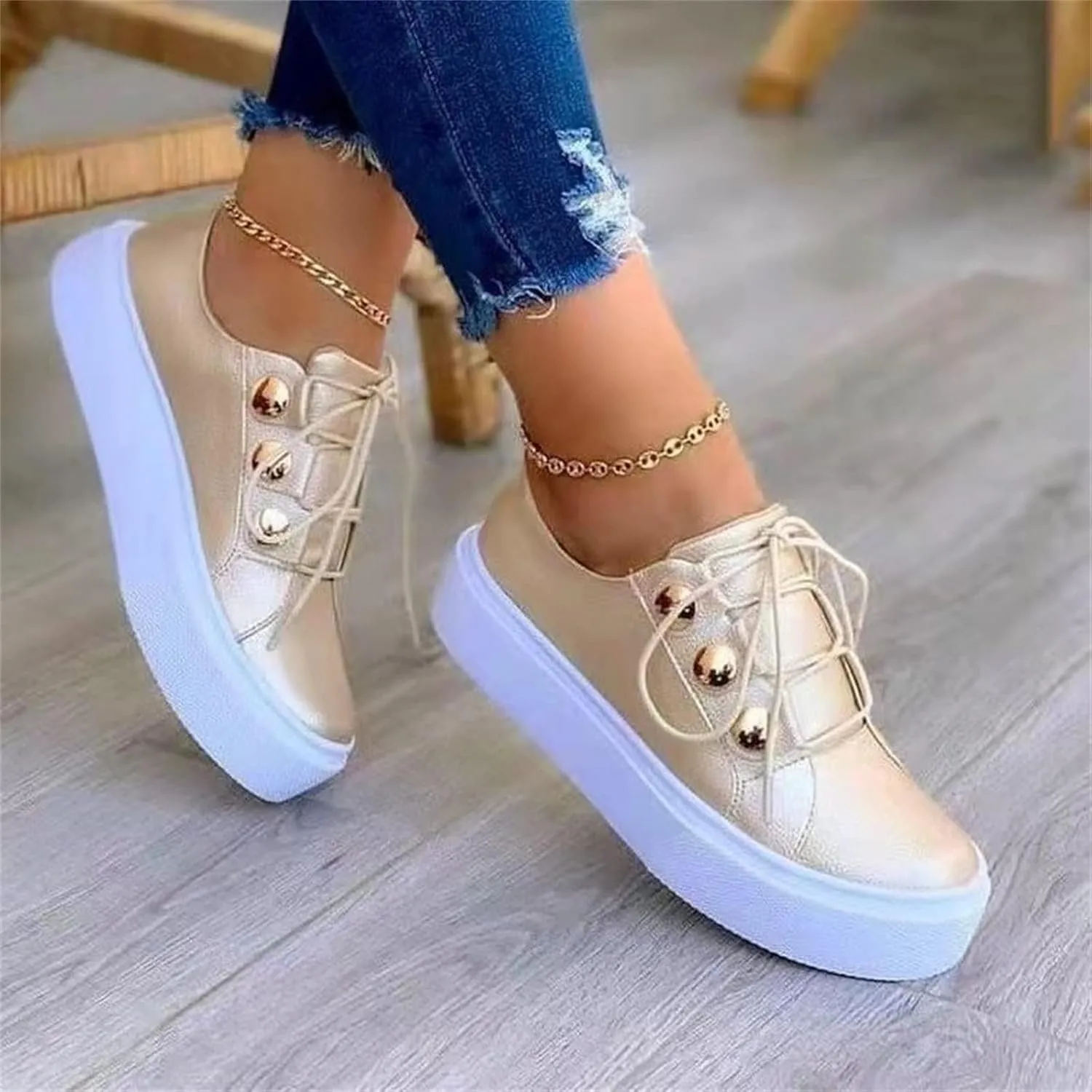 Women Sneakers Trendy Slip on Canvas Walking Shoes Fashion Casual Summer Comfortable Flats Loafers Slides Platform Round Toe Wedges Classic Low Cut Lace Up Dress Lightweight Sneaker