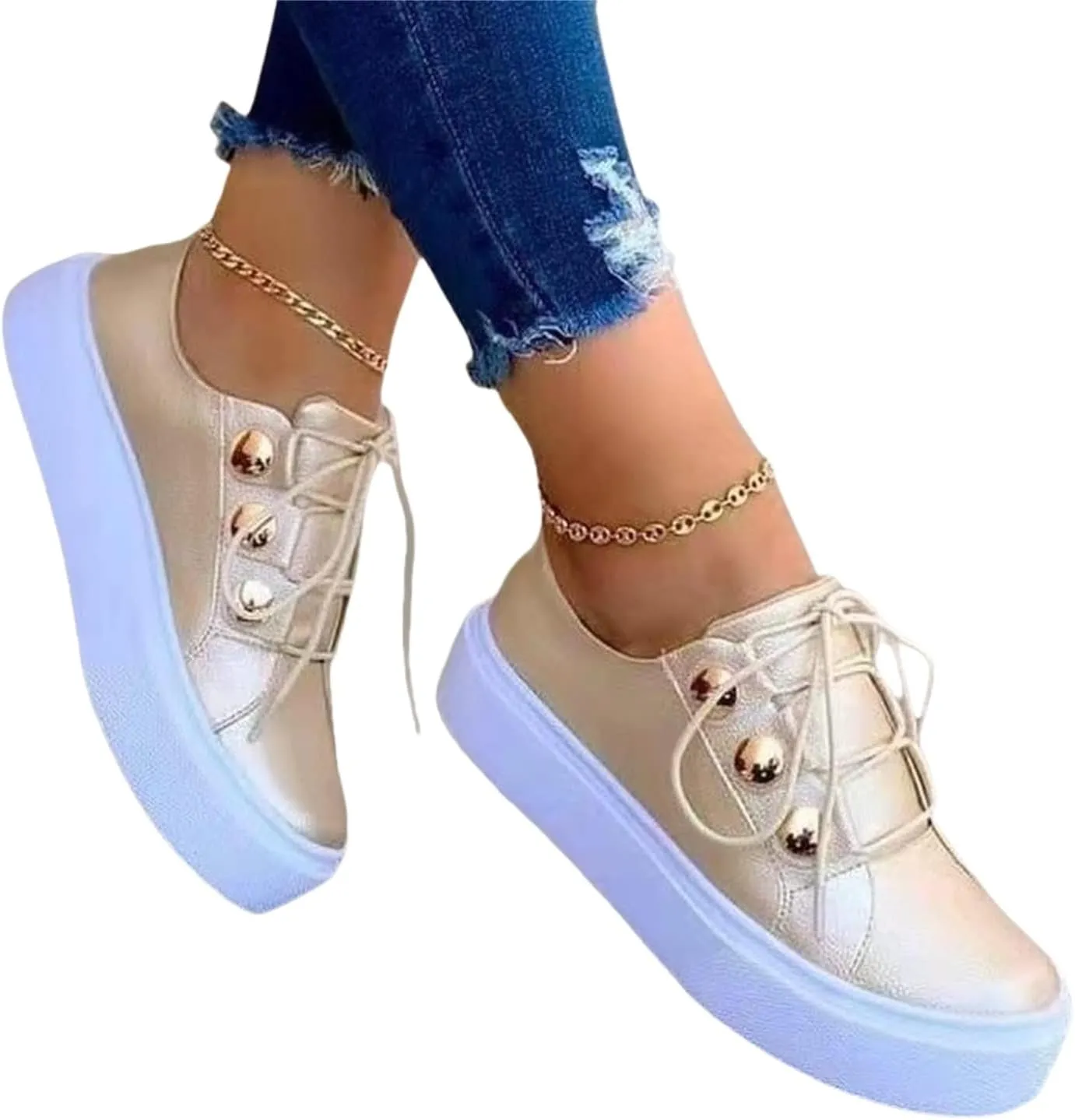 Women Sneakers Trendy Slip on Canvas Walking Shoes Fashion Casual Summer Comfortable Flats Loafers Slides Platform Round Toe Wedges Classic Low Cut Lace Up Dress Lightweight Sneaker