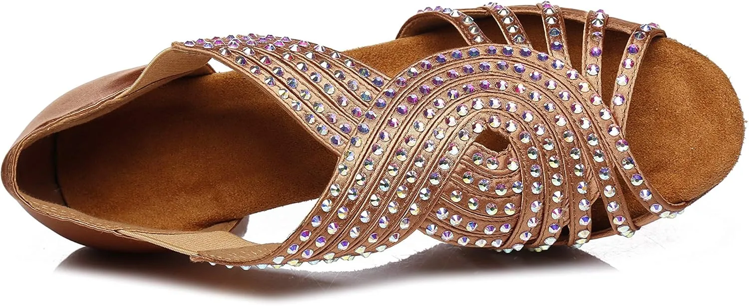 Women's 1920s Party Rhinestone Ballroom Dance Shoes Performance Wedding Dance Shoes