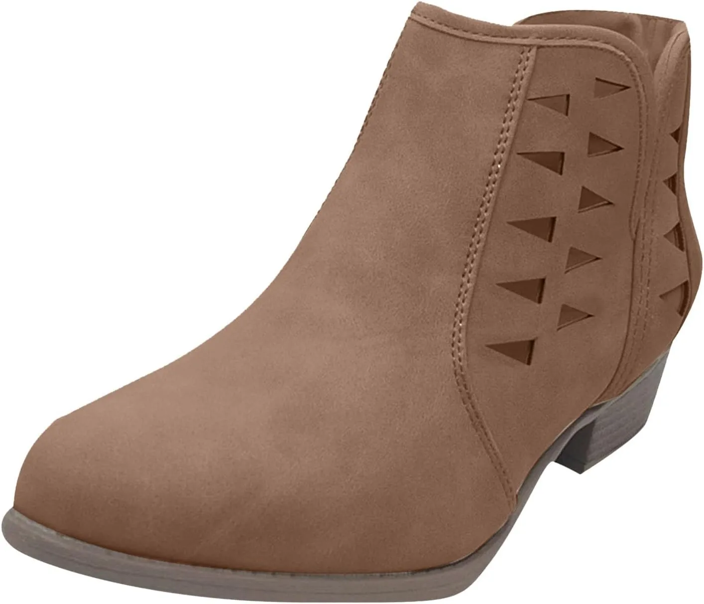 Women's Ankle Boots & Booties Low Heel Winter Boots for Women 2024 Fashion Casual V-Cut Triangle Shape Hollow Shoes