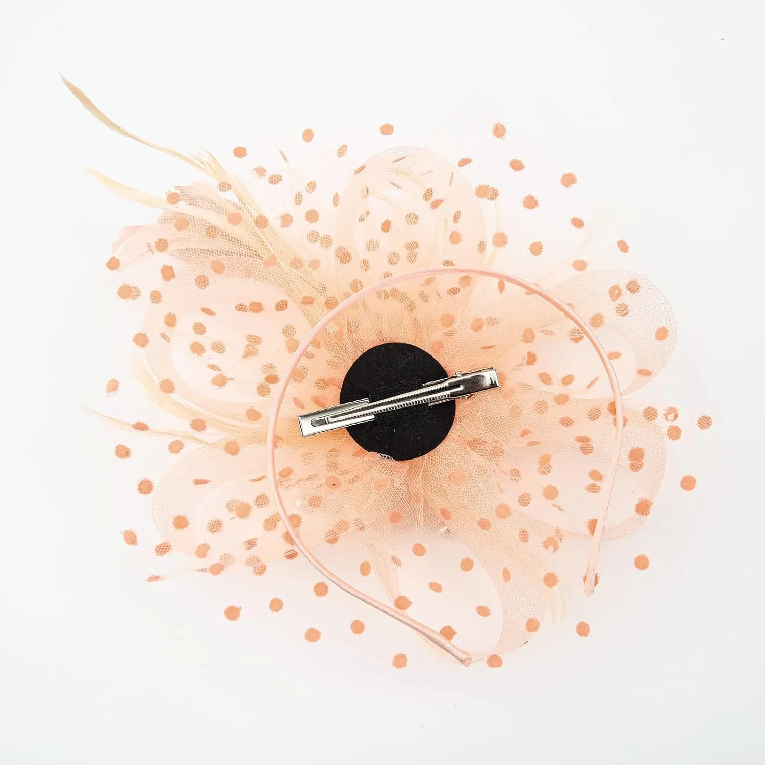 Women's Fascinators Hats Tea Part Headband Derb Headpiece Feather Mesh Headwear ocktail Hair (Beige, One Size)