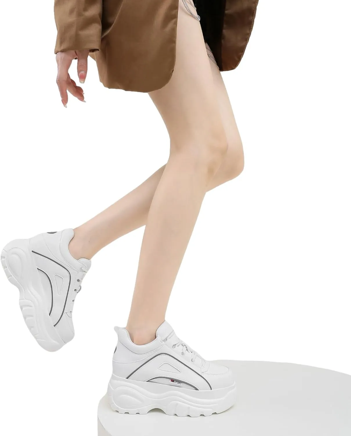 Women's High Platform Chunky Sneakers Lace-up Casual Dad Shoes