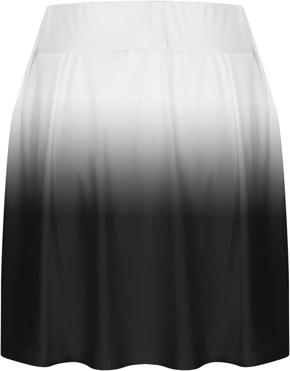 Women's High Waisted Tennis Skorts with Inner Shorts Trendy Gradient Print Summer Athletic Skirt for Workout & Sports