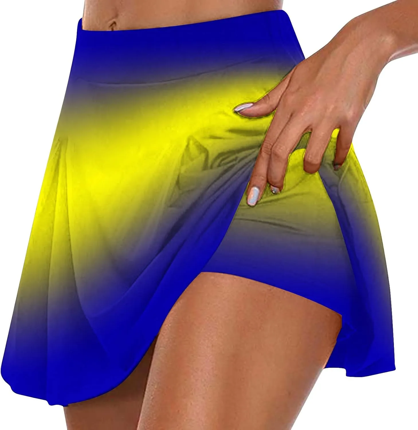Women's High Waisted Tennis Skorts with Inner Shorts Trendy Gradient Print Summer Athletic Skirt for Workout & Sports