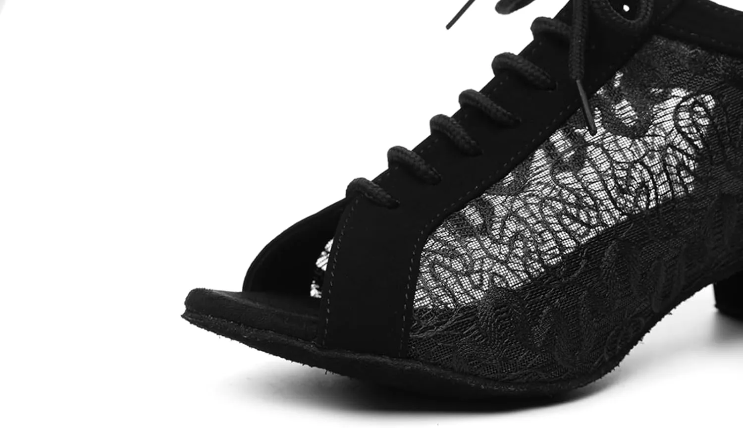Women's Lace-up Breathable Mesh Open Toe Ballroom Tango Samba Party Wedding Practice Dance Shoes