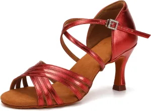 Women's Latin Dance Shoes Silk Satin Ballroom Salsa Practice Performance Dance Shoes