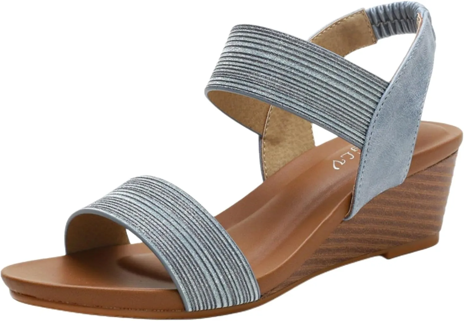 Womens Open Toe Espadrilles Dressy Platform Sandals Slip on Elastic Ankle Strap Wedge Sandals, Comfortable Summer Low Wedges Fashion Dress Shoes