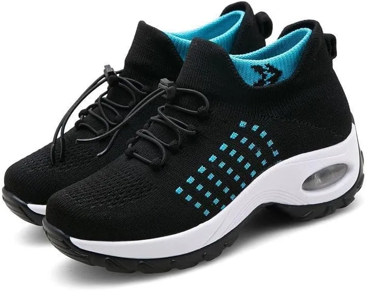 Women's Orthopedic Walking Sneakers Shoes Mesh Knit Stretch Air Cushion Dance Comfortable Slip On Tennis Athletic Shoes