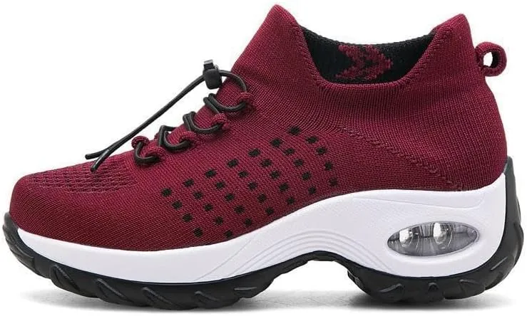 Women's Orthopedic Walking Sneakers Shoes Mesh Knit Stretch Air Cushion Dance Comfortable Slip On Tennis Athletic Shoes