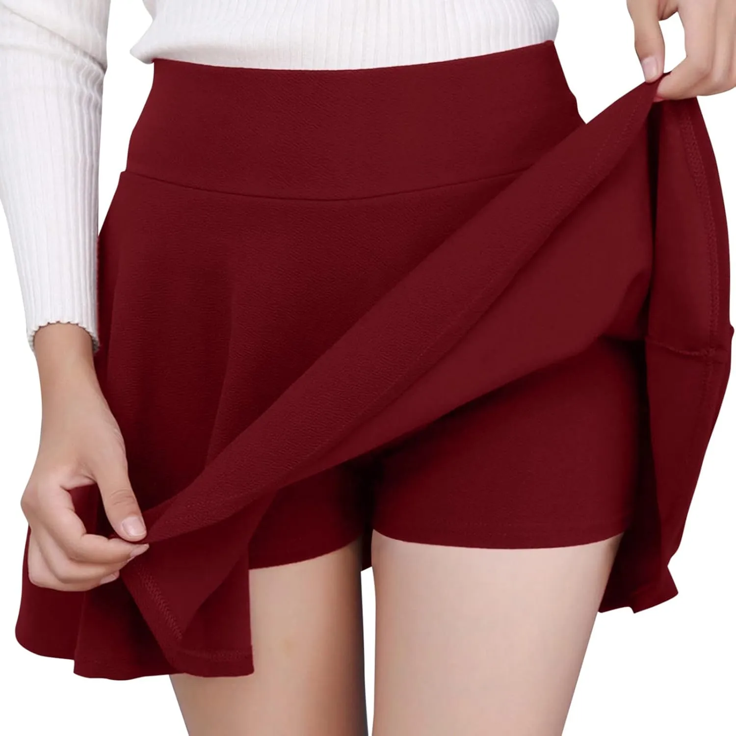 Womens Pleated A Line High Waist Trendy Solid Running Skirt Women's Skirts Skorts for Women Athletic Robe Flowy Dress