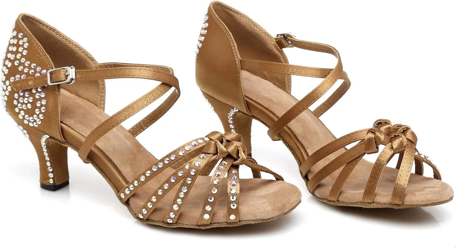 Women's Rhinestone Ballroom Dance Shoes Latin Salsa Performance Wedding Party 1920s Dance Shoes