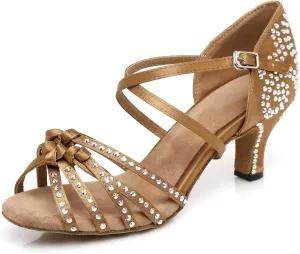 Women's Rhinestone Ballroom Dance Shoes Latin Salsa Performance Wedding Party 1920s Dance Shoes