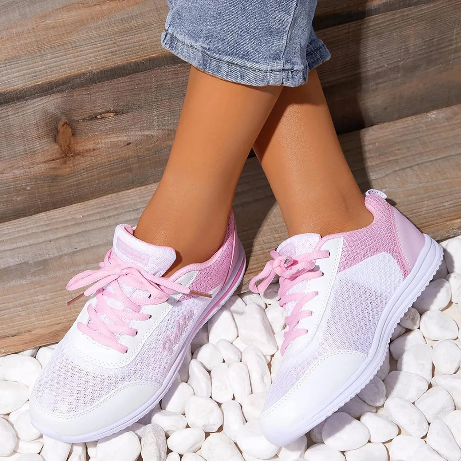 Women's Rhinestone Mesh Slip On Walking Shoes Fashion Breathable Womens Running Shoes Athletic Woman Shoes Casual Women Shoes Sneakers Steel Toe Tennis Shoe Trainers Shoe