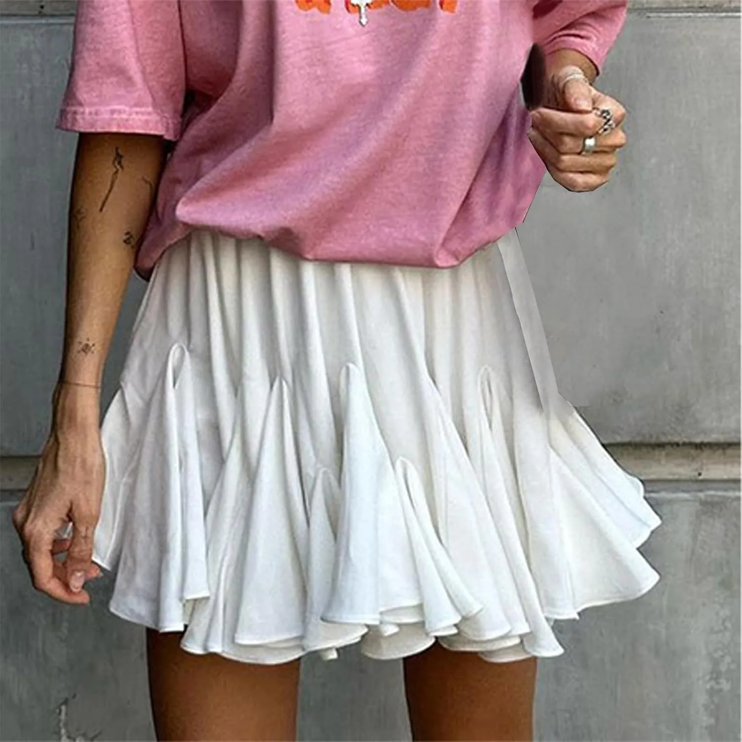 Womens Ruched High Cut Cheerleader Cosplay Basic Mini Little Skirt for Women Skorts 2025