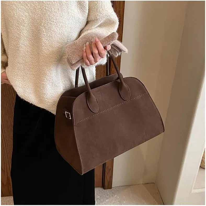 Womens Suede Tote Bag, Faux Leather Tote Bag for Women Vintage Top Handle Bag Fashion Retro Shoulder Satchel Bag