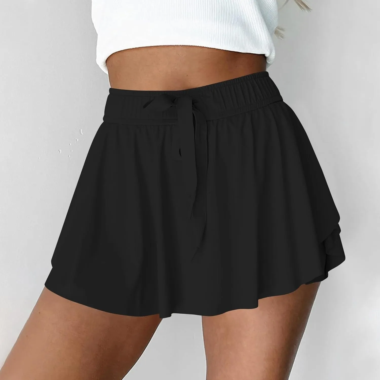 Women's Tennis Skirt Shorts Crossover High Waisted Athletic Golf Skorts Running Workout Skirts with Pockets, S-XL