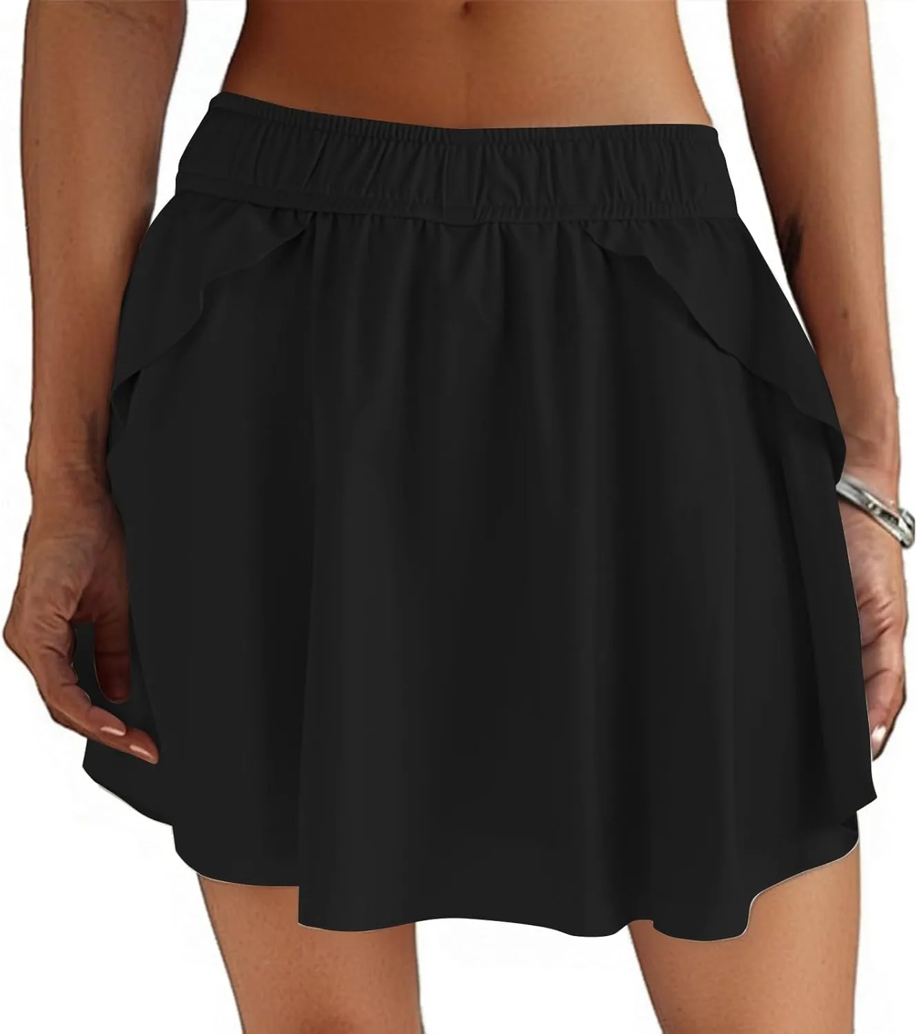 Women's Tennis Skirt Shorts Crossover High Waisted Athletic Golf Skorts Running Workout Skirts with Pockets, S-XL