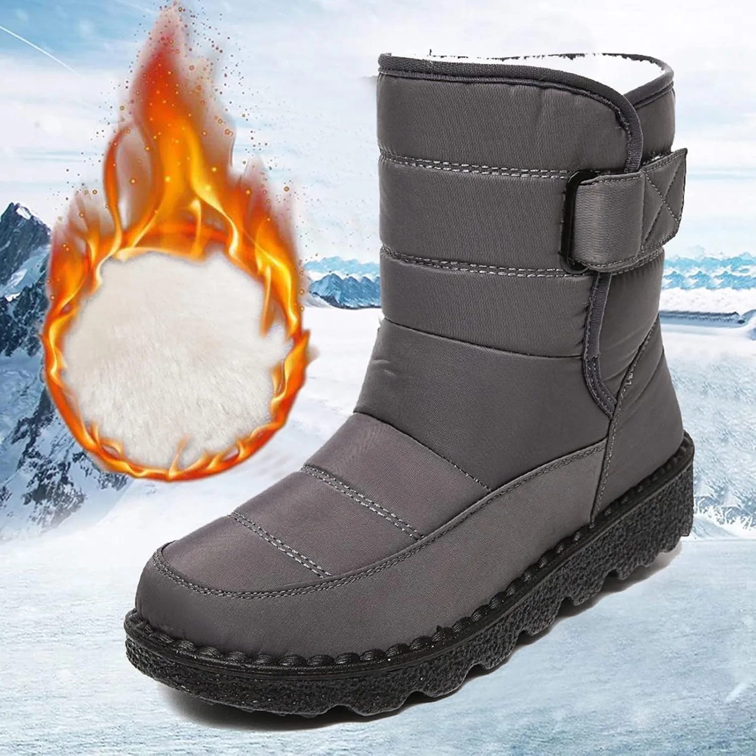 Womens Winter Boots Snow Boots for Women Waterproof Thick Bottom Waterproof Mid Calf Boots for Women Comfy Warm
