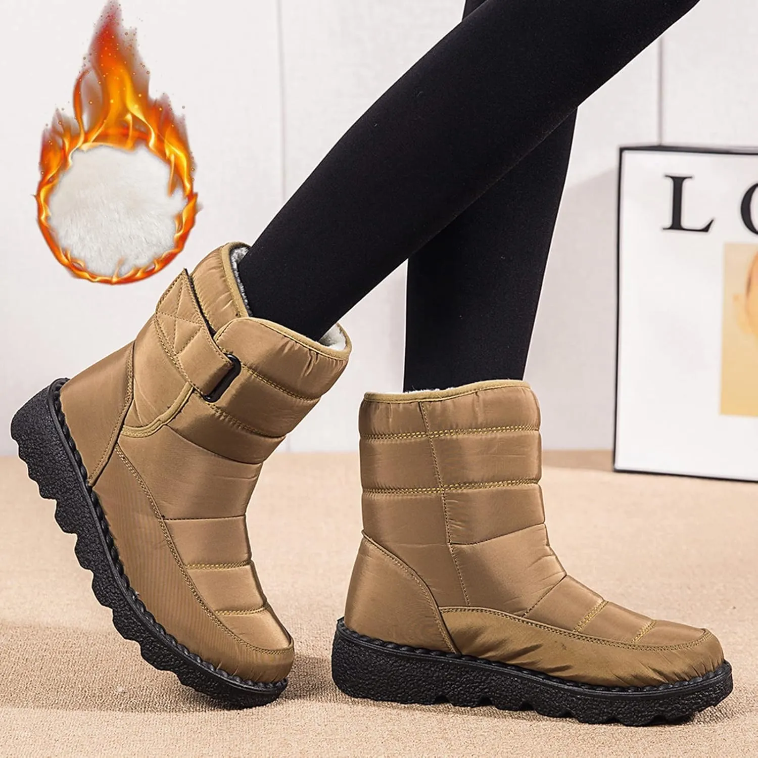 Womens Winter Boots Snow Boots for Women Waterproof Thick Bottom Waterproof Mid Calf Boots for Women Comfy Warm