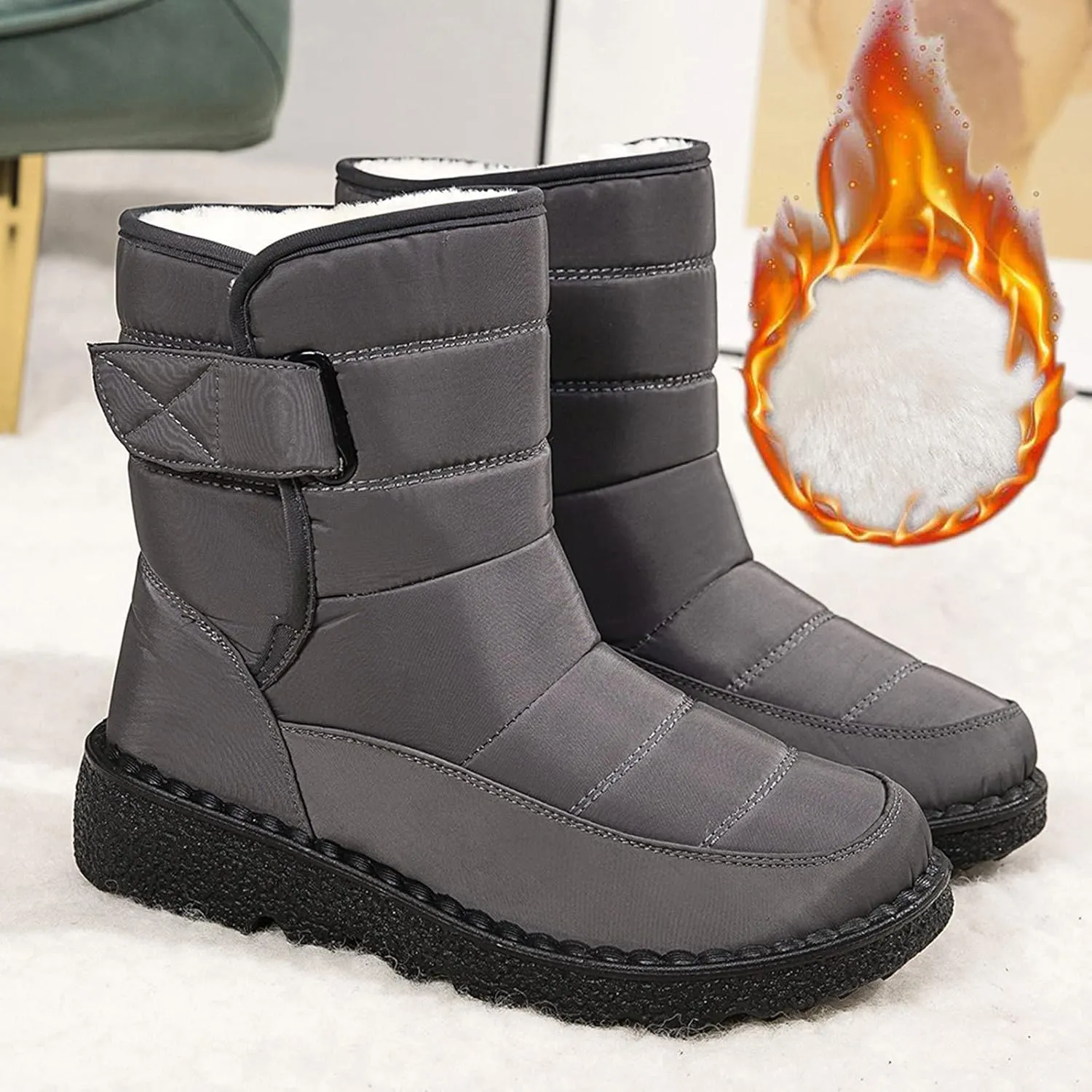 Womens Winter Boots Snow Boots for Women Waterproof Thick Bottom Waterproof Mid Calf Boots for Women Comfy Warm