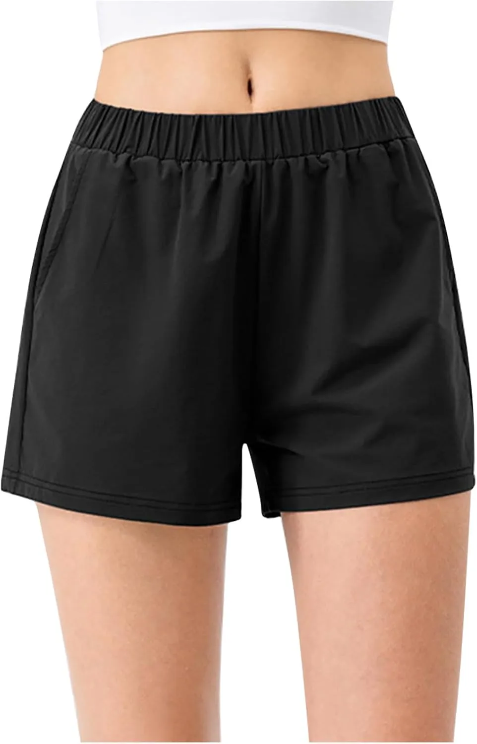 Workout Shorts for Women Elastic High Waisted Quick Dry Running Short Summer Loose Fit Casual Shorts with Pockets
