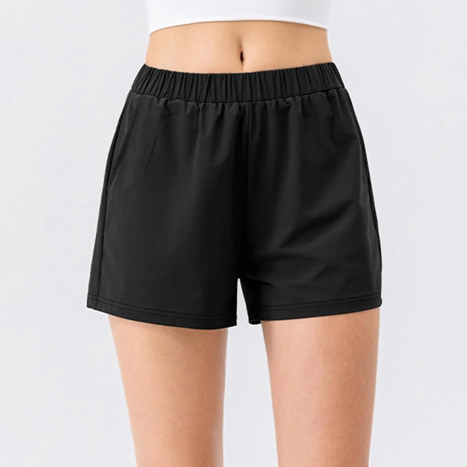 Workout Shorts for Women Elastic High Waisted Quick Dry Running Short Summer Loose Fit Casual Shorts with Pockets