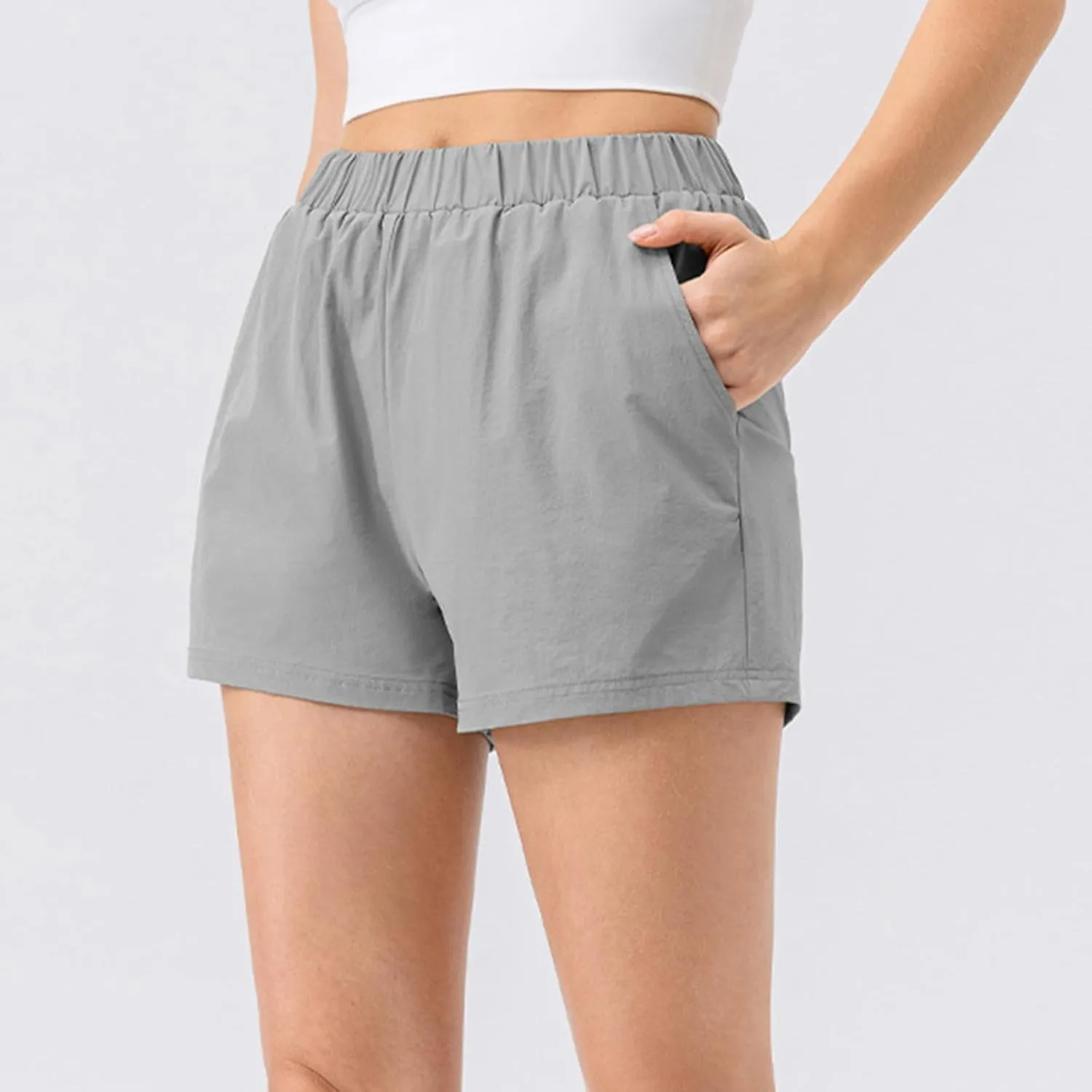 Workout Shorts for Women Elastic High Waisted Quick Dry Running Short Summer Loose Fit Casual Shorts with Pockets