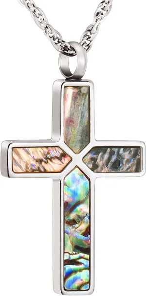 XIUDA Cross Cremation Jewelry for Human Ashes Stainless Steel Urn Necklace for Ashes Memorial Cremation Ashes Necklace for Women Men