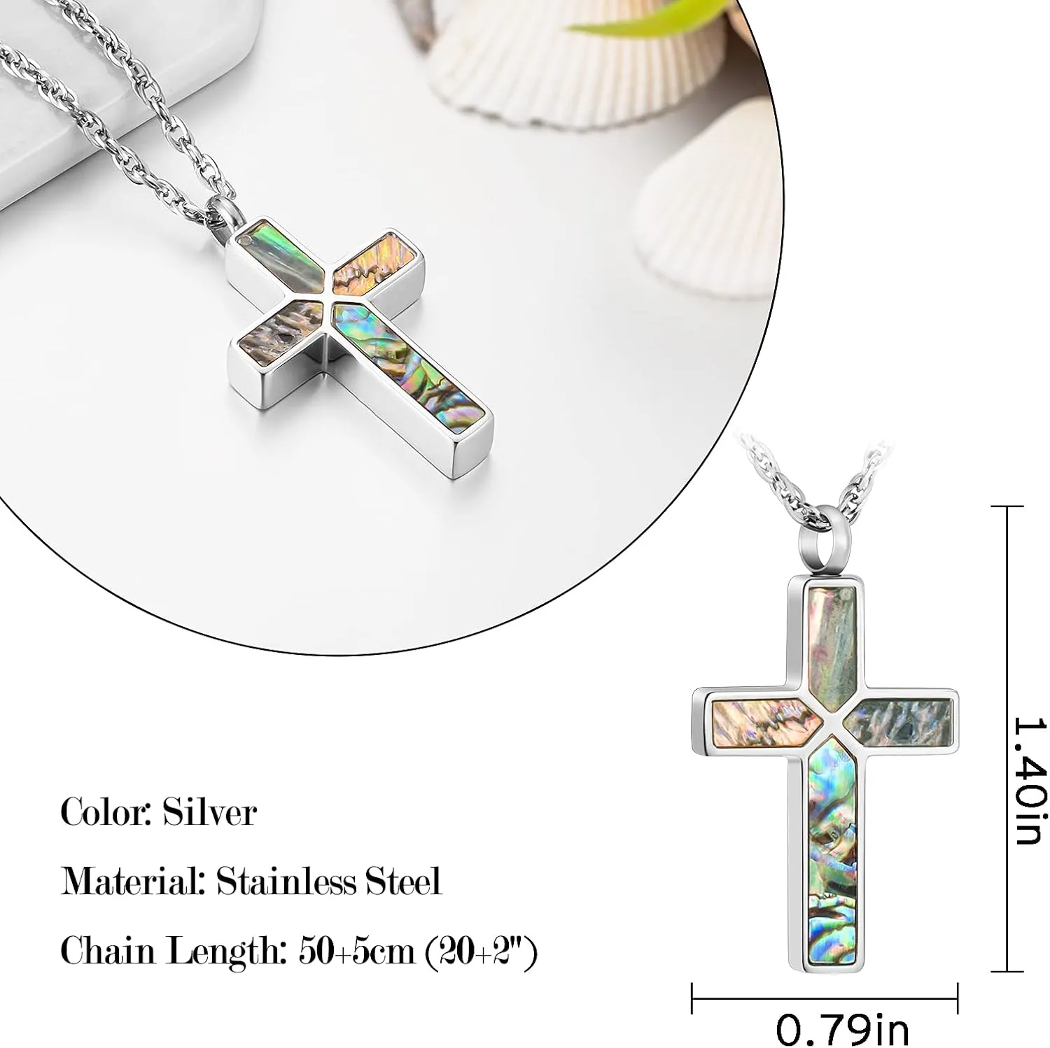 XIUDA Cross Cremation Jewelry for Human Ashes Stainless Steel Urn Necklace for Ashes Memorial Cremation Ashes Necklace for Women Men